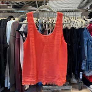 Lilly Pulitzer Neon Orange Crochet Fringe Tank Sz Sm
